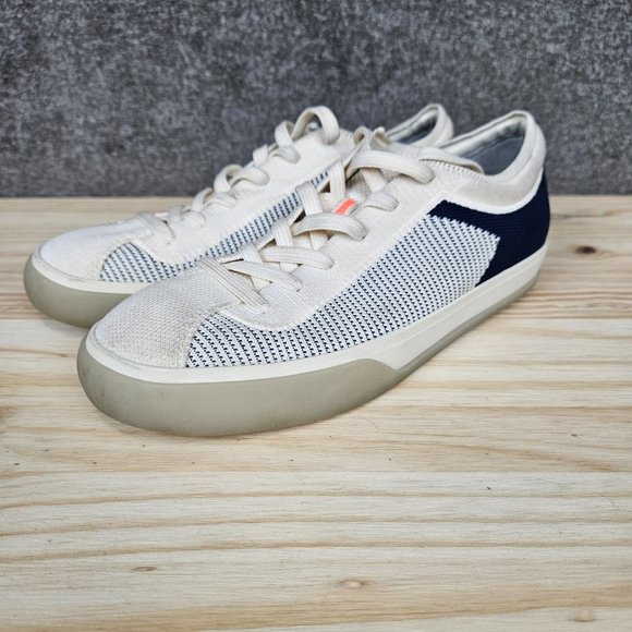 Rothy’s Lace Up Sneakers Classic Navy and Cream Striped - Picture 5 of 12